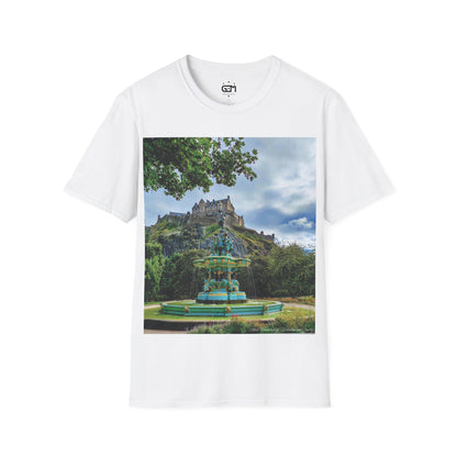 Ross Fountain & Edinburgh Castle Photo Softstyle T-Shirt, Unisex Tee, Various Colours