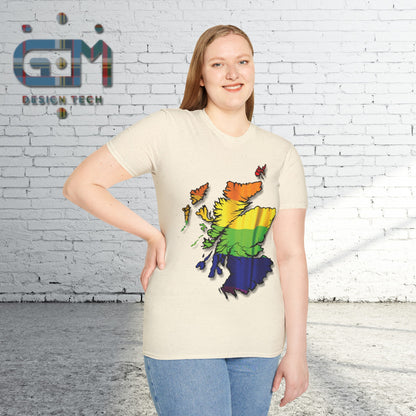 Pride Flag Scotland Map Unisex T-Shirt, Various Colours