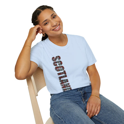 Tartan Scotland Lettering Softstyle Unisex T-Shirt, Stewart Tartan Tee