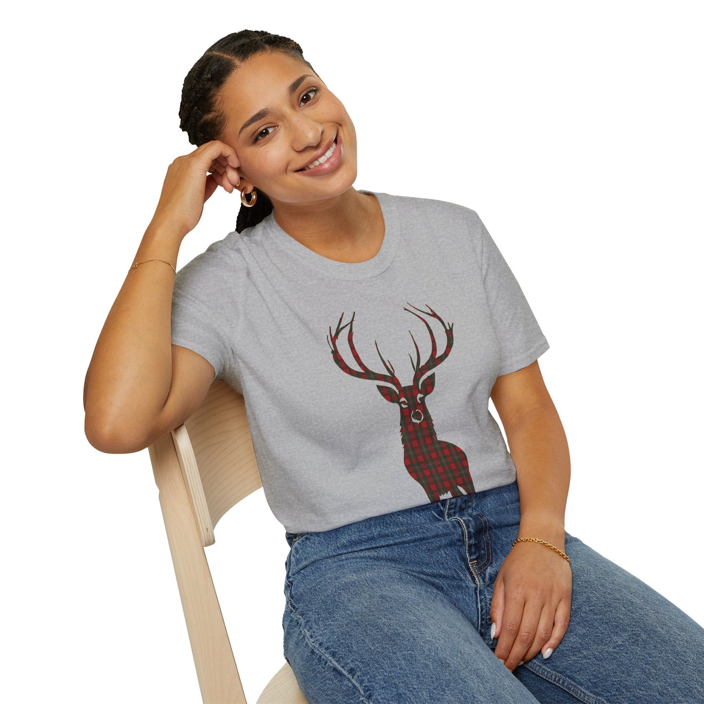 Tartan Stag Softstyle T-Shirt - MacGregor Tartan, Unisex Tee, Scottish Scenery, Various Colours