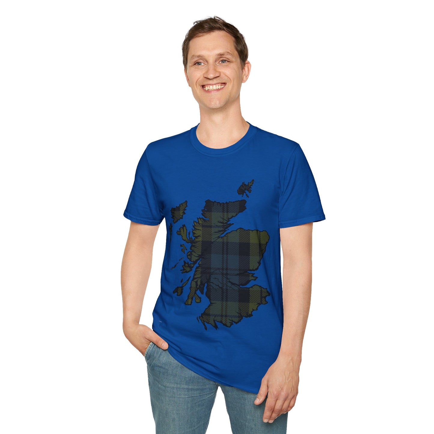 Scotland Tartan Map Softstyle Unisex T-Shirt, Campbell Tartan, Various Colours