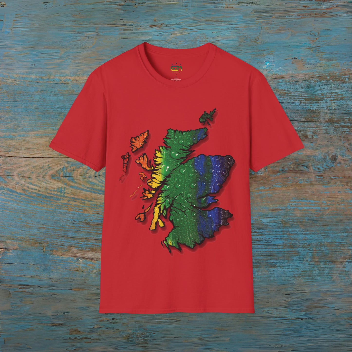 Pride Rain Scotland Map T-shirt unisexe, différentes couleurs