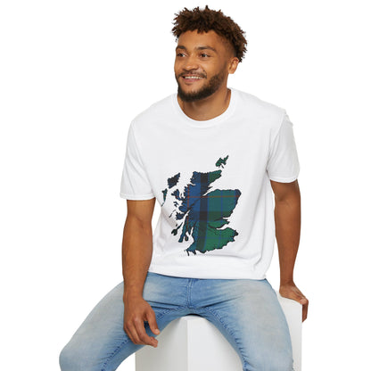 Scotland Tartan Map Softstyle Unisex T-Shirt - Flower of Scotland Tartan Tee