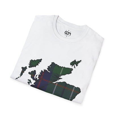 Scotland Tartan Map Softstyle Unisex T-Shirt, Duncan Tartan, Various Colours