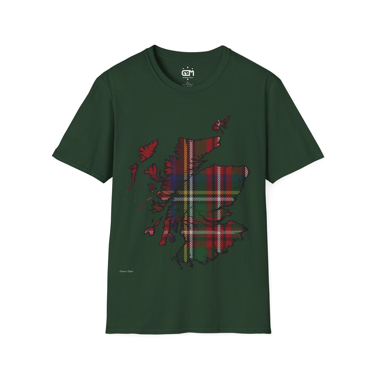 Scotland Tartan Map Softstyle Unisex T-Shirt, Stewart Royal Tartan, Various Colours