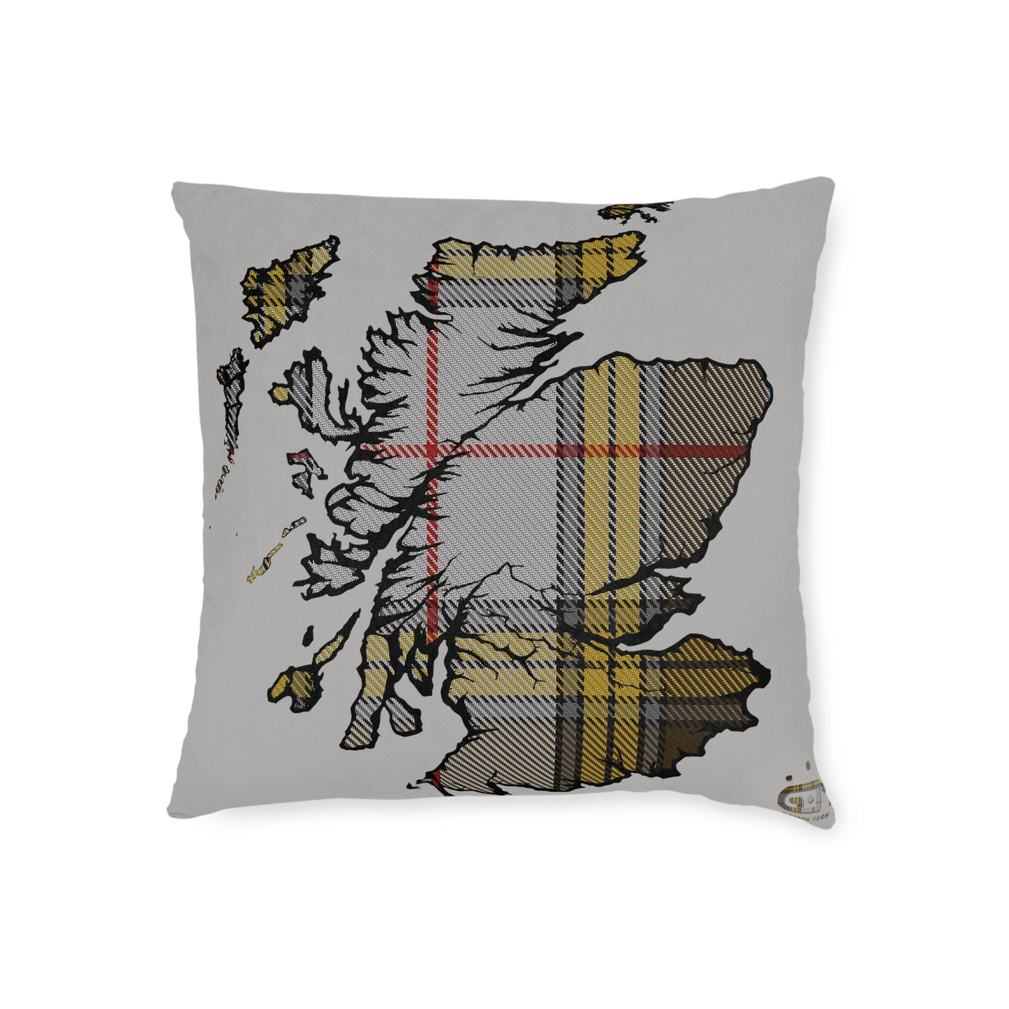 Reversible Square Cushion : Stag / Scotland Map - Buchanan Tartan, Various Sizes