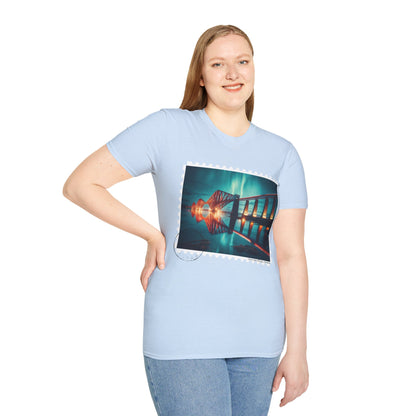 Postcard Forth Rail Bridge Art Softstyle T-Shirt, Unisex Tee, Scotland Shirt, Various Colours