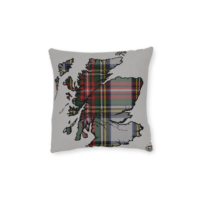 Reversible Square Cushion : Stag / Scotland Map - Stewart Dress Tartan, Various Sizes