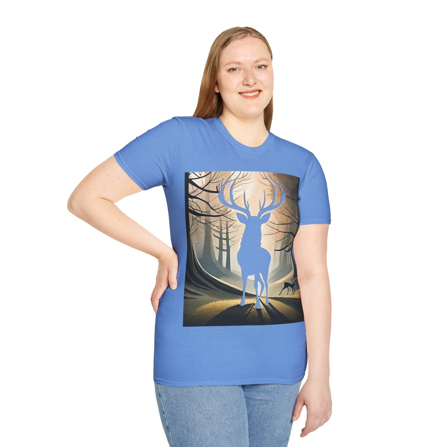 Stag Silhouette Softstyle T-Shirt, Unisex Tee, Scottish Scenery, Various Colours