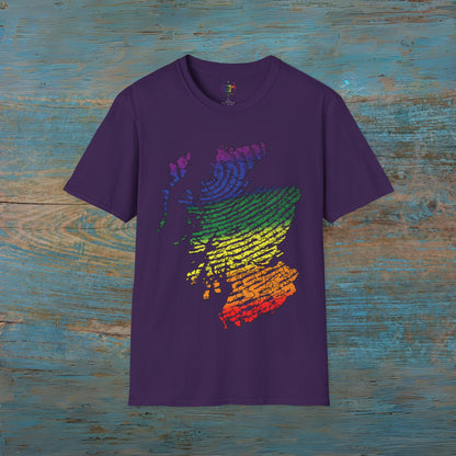 Pride Fingerprint Clan Regions Scotland Map Unisex T-Shirt, Various Colours