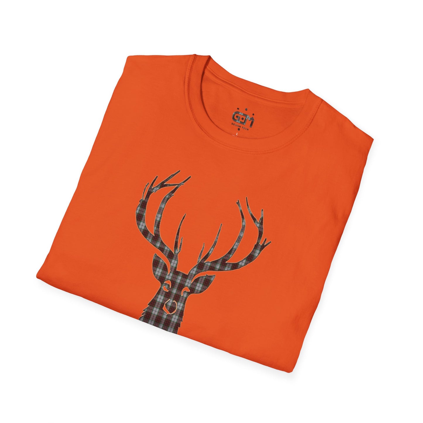 Tartan Stag Softstyle T-Shirt - Fraser Tartan, Unisex Tee, Scottish Scenery, Various Colours