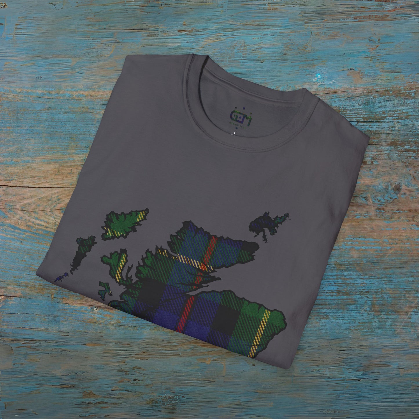 Scotland Tartan Map Softstyle Unisex T-Shirt, Farquharson Tartan, Various Colours