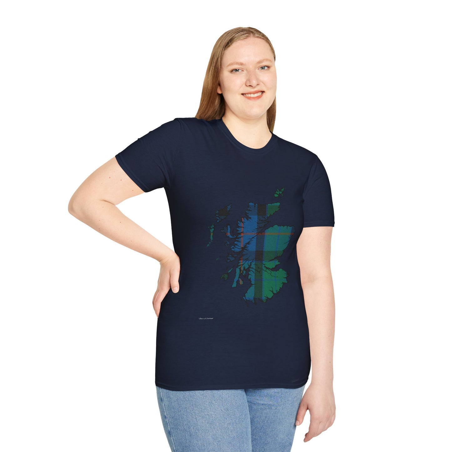 Scotland Tartan Map Softstyle Unisex T-Shirt - Flower of Scotland Tartan Tee