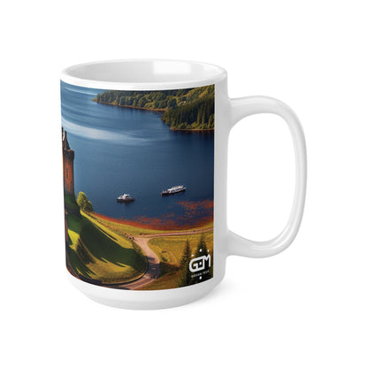 Urquhart Castle Mug - Loch Ness, Coffee Cup, Tea Cup, Scotland, White