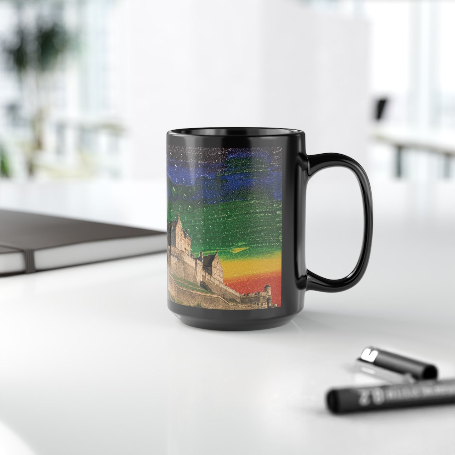 Edinburgh Castle Pride Rain Sky Photo Mug, Black