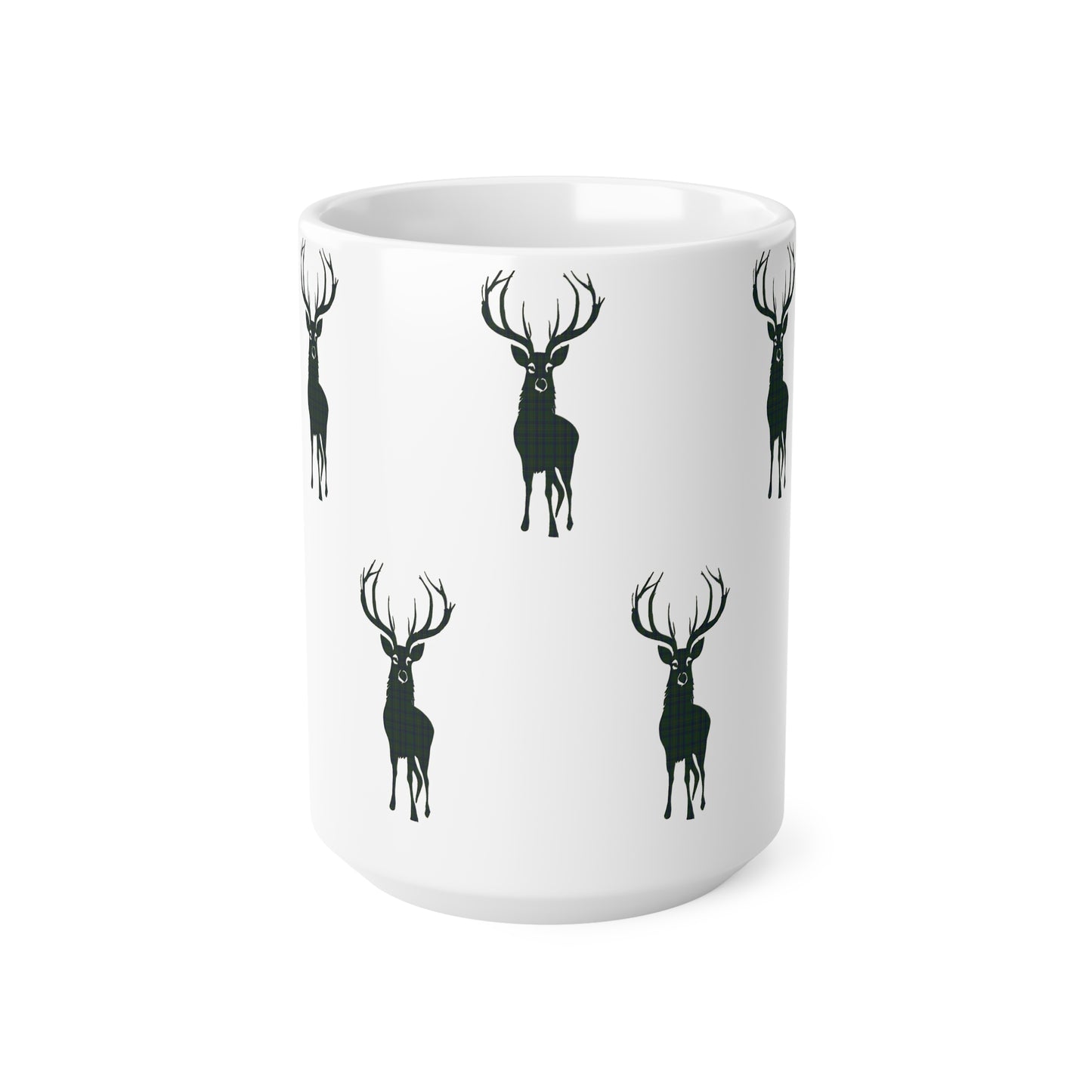 Tartan Stag Mug - Kennedy Tartan, Coffee Cup, Tea Cup, Scotland, White