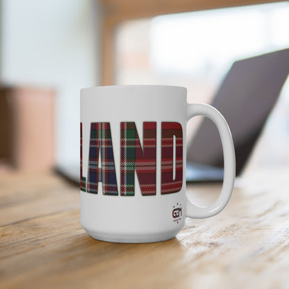 Scotland Lettering Tartan Mug 15oz, MacFarlane Tartan