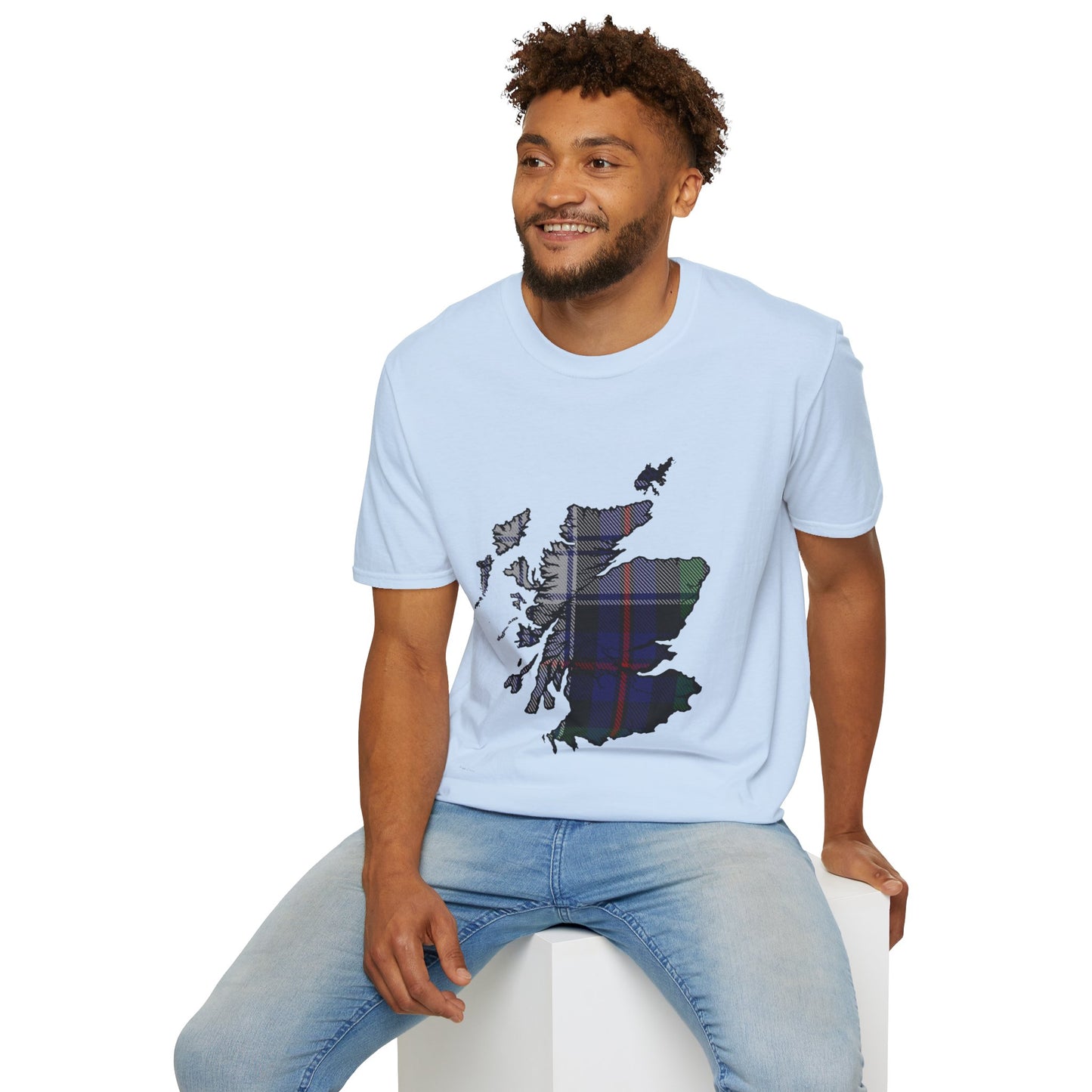 Scotland Tartan Map Softstyle Unisex T-Shirt - Argyle Dress Tartan Tee