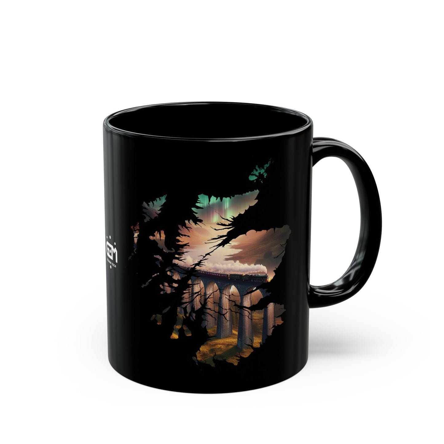 Glenfinnan Viaduct Scotland Map Mug, Coffee Cup, Tea Cup, Scottish Art, Scottish Landmarks, Scottish Nature, Black