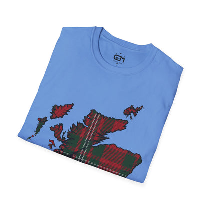 Scotland Tartan Map Softstyle Unisex T-Shirt, MacGregor Tartan, Various Colours