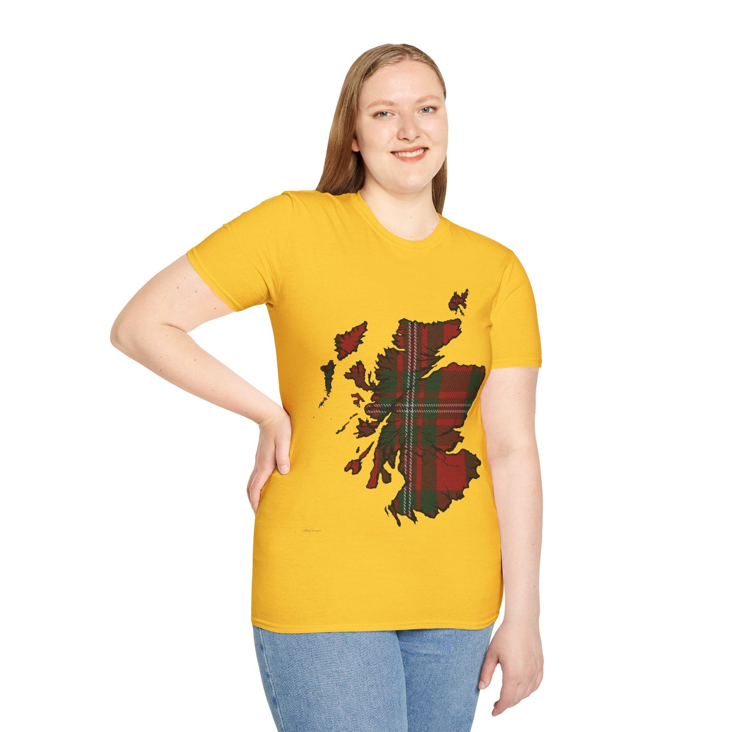 Scotland Tartan Map Softstyle Unisex T-Shirt, MacGregor Tartan, Various Colours