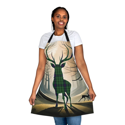 Tartan Stag Woodland Scene Apron - Duncan Tartan, Scottish Cooking Apparel, Chef Accessory