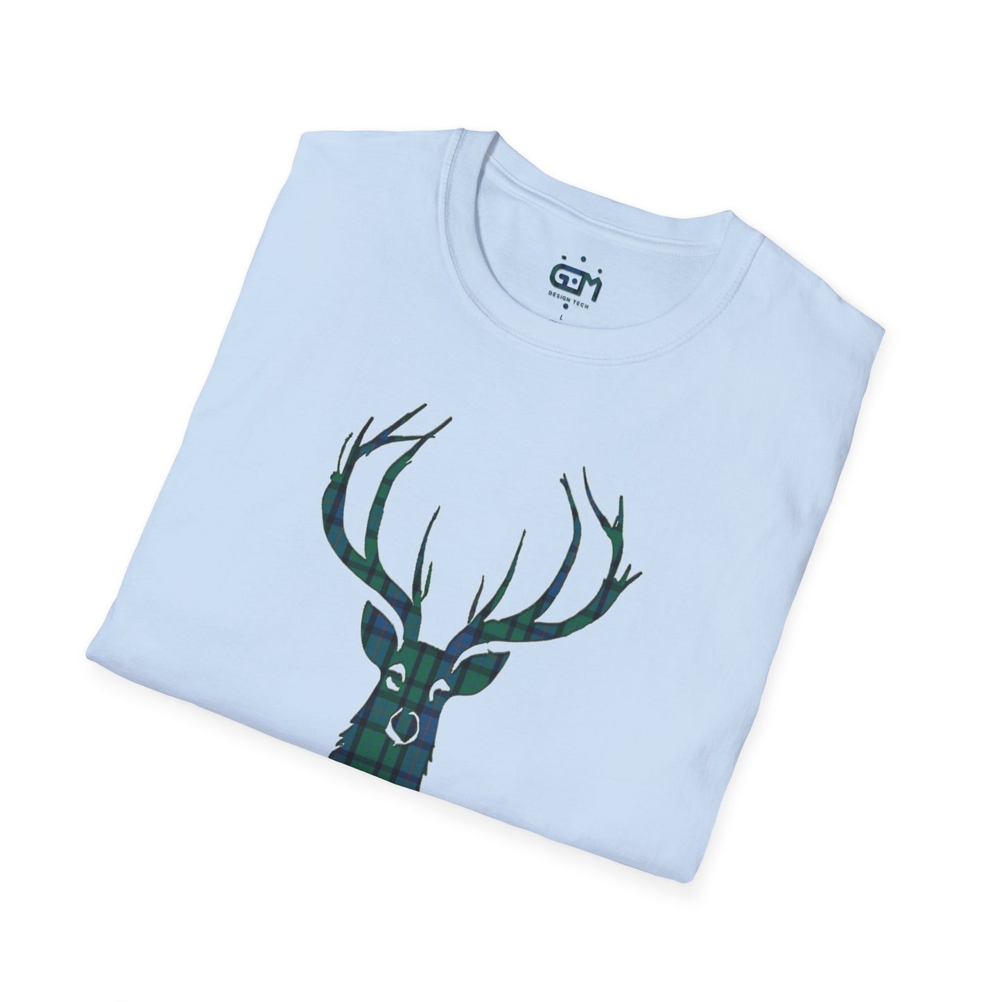 Tartan Stag Softstyle T-Shirt - Flower of Scotland Tartan, Unisex Tee, Scottish Scenery, Various Colours