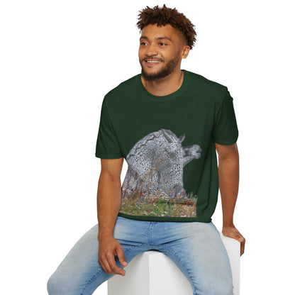 Kelpies with Meadow No Sky Photo Softstyle T-Shirt, Unisex Tee, Scottish Landmarks, Various Colours