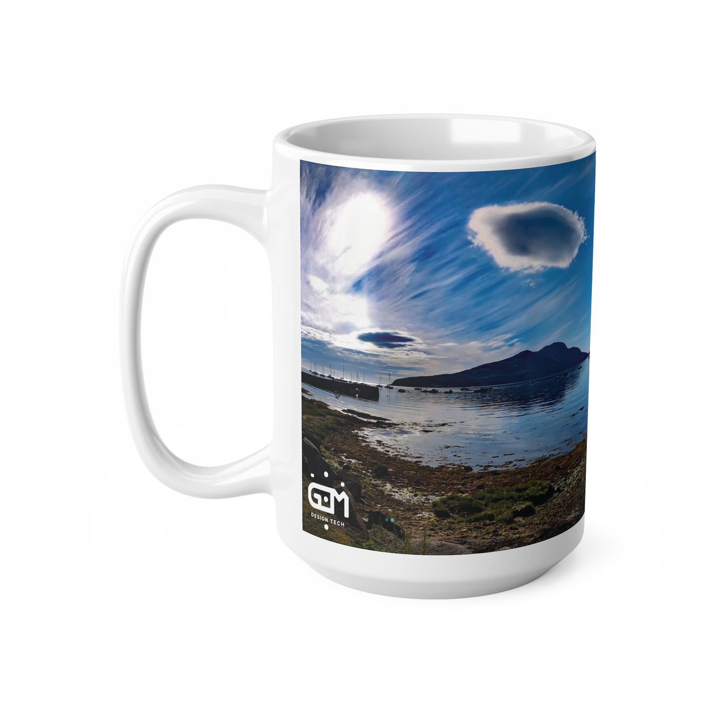 Holy Isle from Arran Photo Mug, White