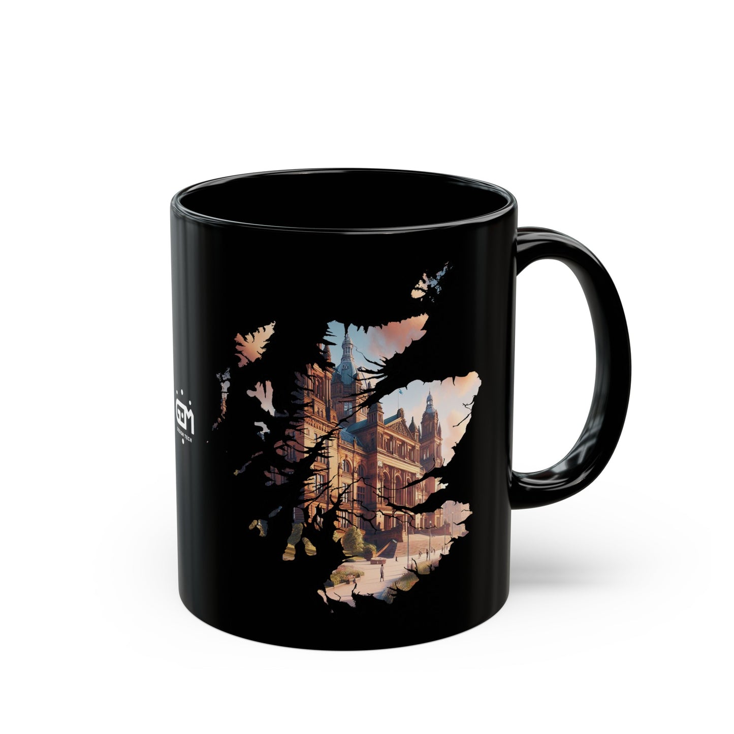 Glasgow Kelvingrove Art Gallery Scotland Map Mug, Coffee Cup, Tea Cup, Scottish Art, Scottish Nature, Scottish Landmarks, Black