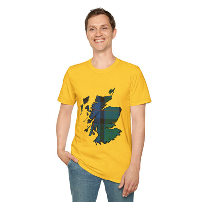 Scotland Tartan Map Softstyle Unisex T-Shirt - Flower of Scotland Tartan Tee