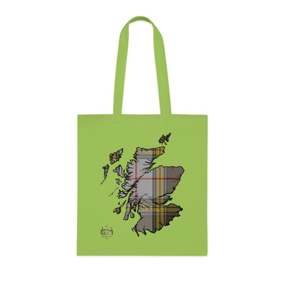 Reversible Scotland Tartan Map Cotton Tote Bag - Buchanan Tartan