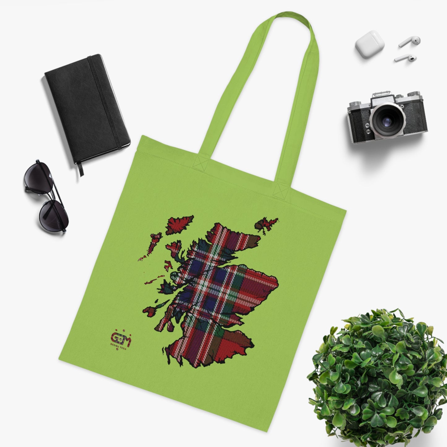 Reversible Scotland Tartan Map Cotton Tote Bag - MacFarlane Tartan