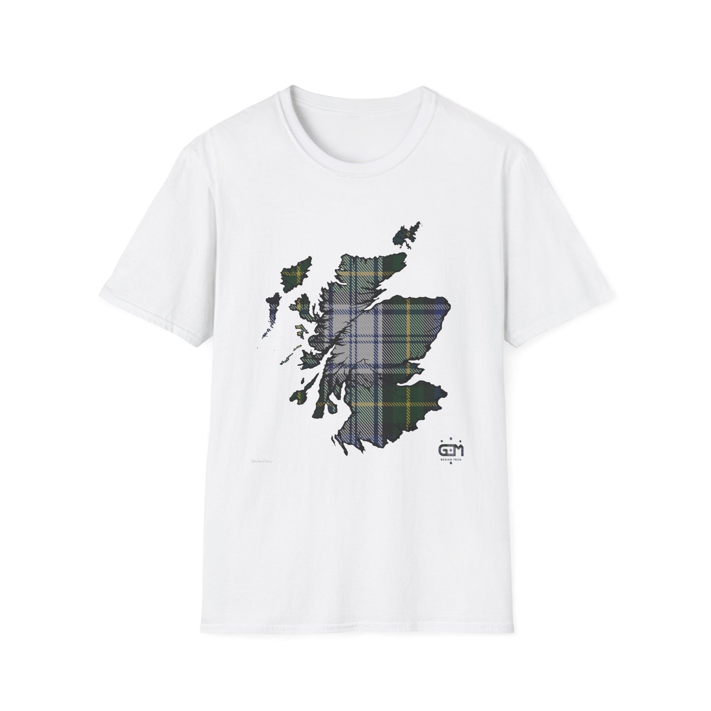 Tartan Scotland Map Softstyle Unisex T-Shirt - Gordon Dress Tartan Tee