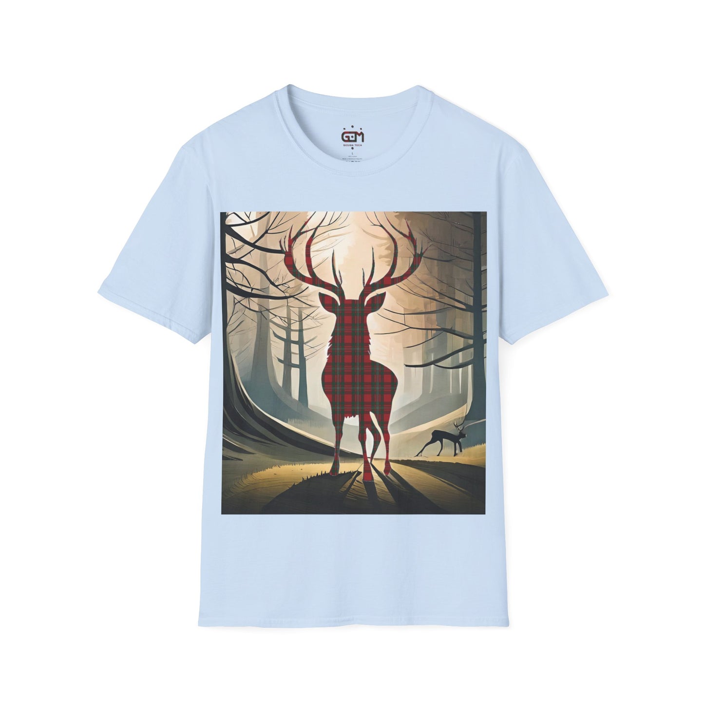 Stag Tartan Silhouette Softstyle T-Shirt - MacGregor Tartan, Unisex Tee, Scottish Scenery, Various Colours