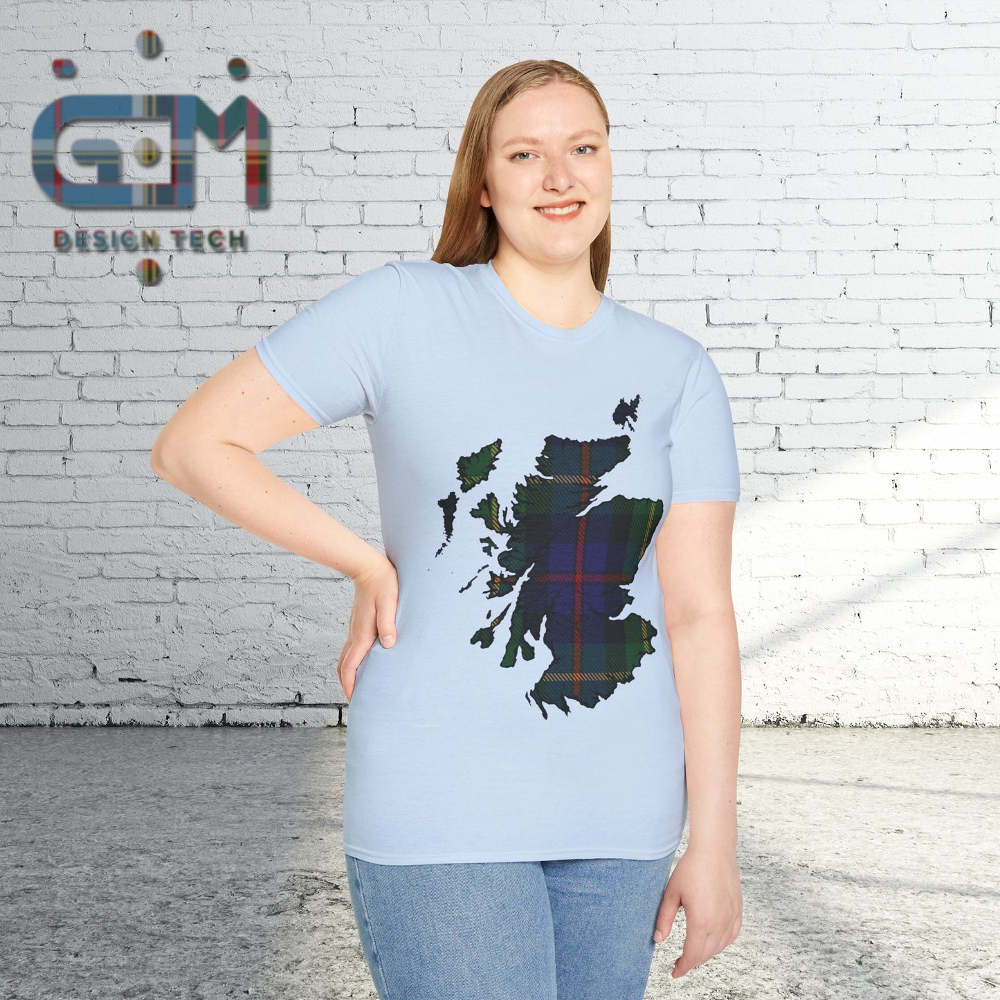 Scotland Tartan Map Softstyle Unisex T-Shirt, Farquharson Tartan, Various Colours