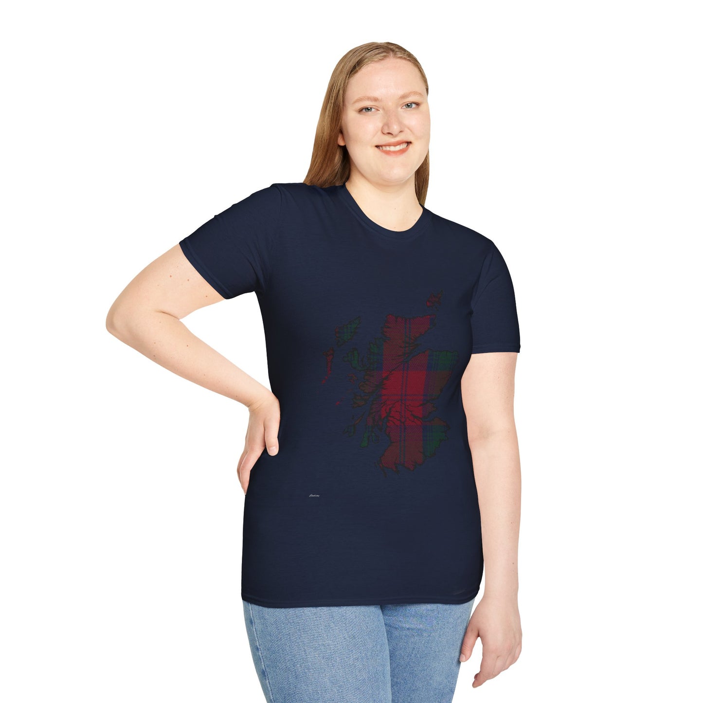 Scotland Tartan Map Softstyle Unisex T-Shirt - Lindsay Tartan Tee