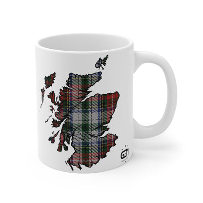 Scotland Map Mug 11oz, Stewart Tartan