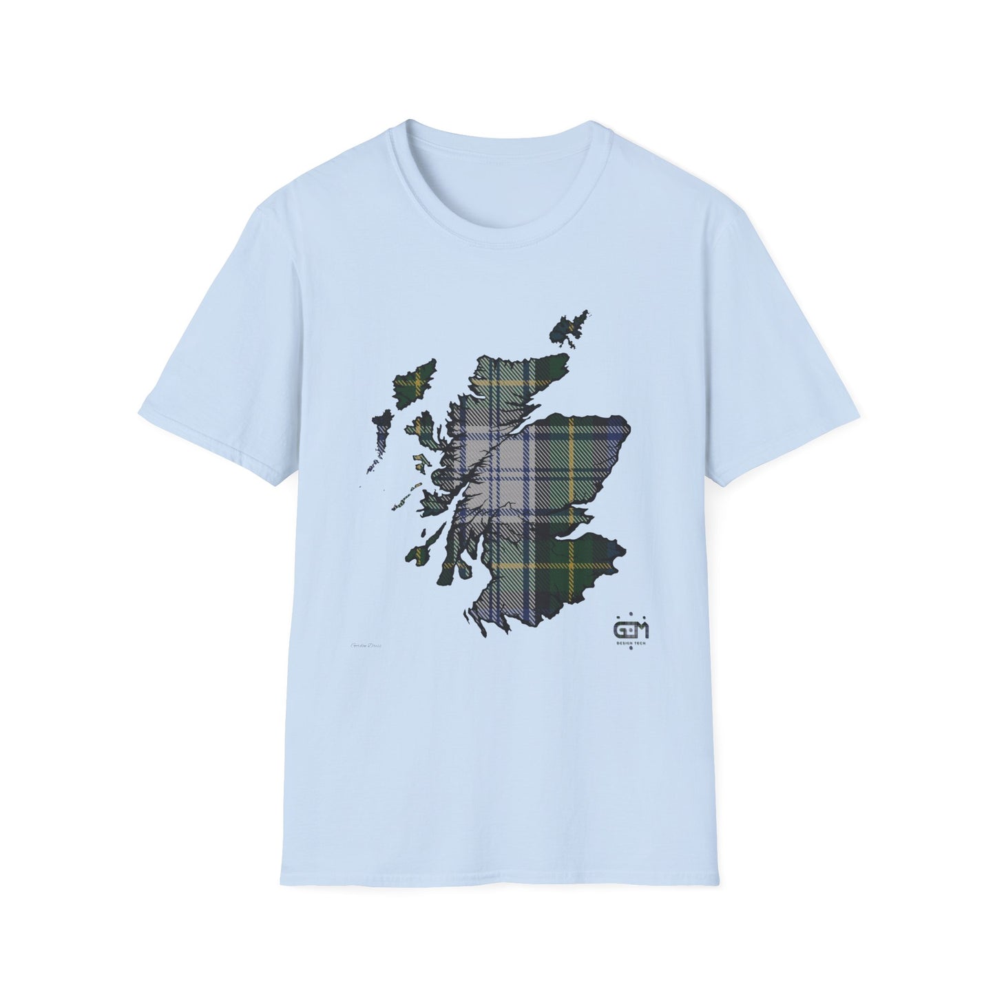 Tartan Scotland Map Softstyle Unisex T-Shirt - Gordon Dress Tartan Tee