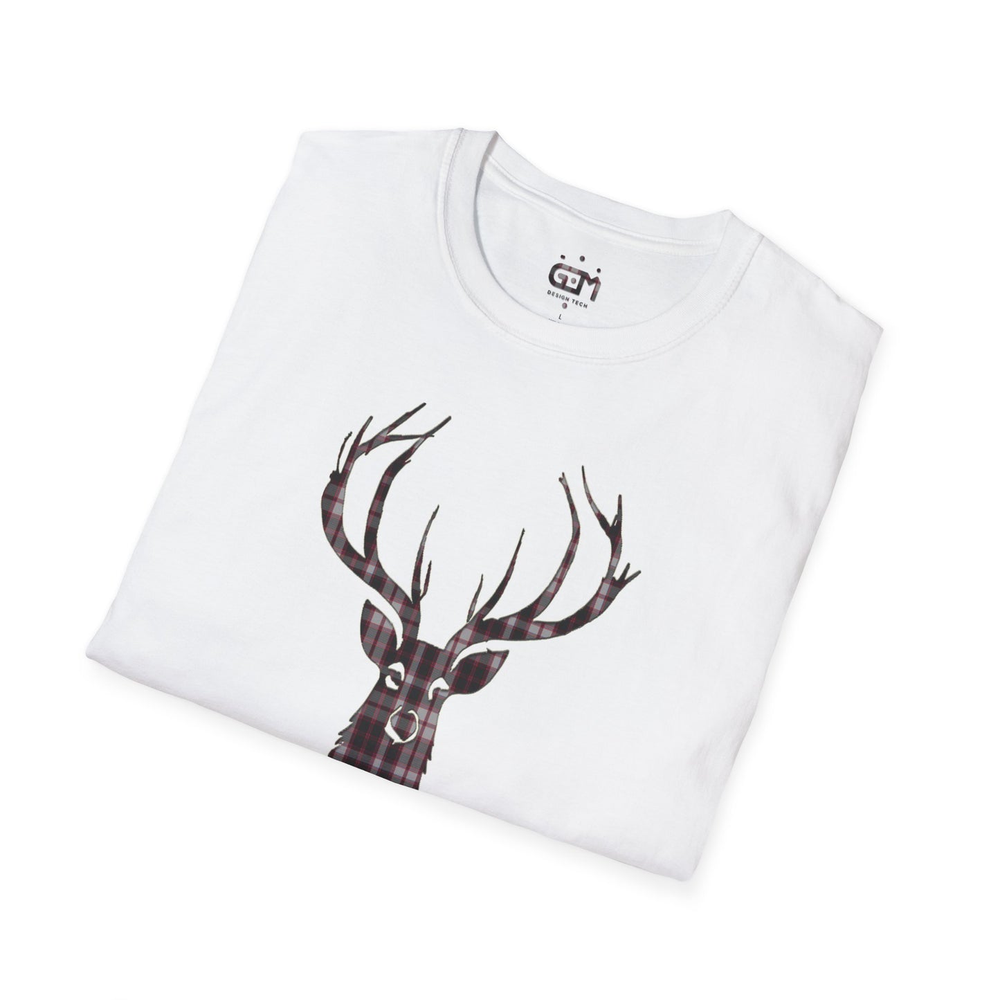 Tartan Stag Softstyle T-Shirt - MacPherson Tartan, Unisex Tee, Scottish Scenery, Various Colours