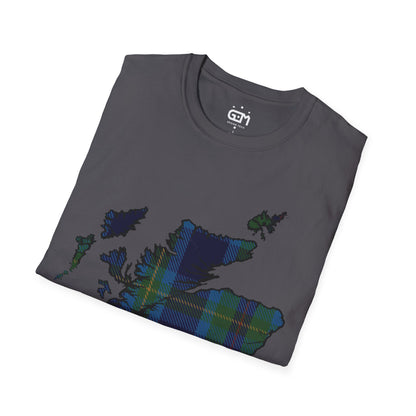 Scotland Tartan Map Softstyle Unisex T-Shirt, Miller Tartan, Various Colours