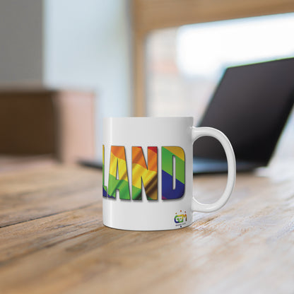 Scotland Lettering Pride Flag Mug, White