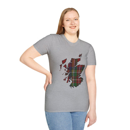 Scotland Tartan Map Softstyle Unisex T-Shirt - Stewart Royal Tartan Tee