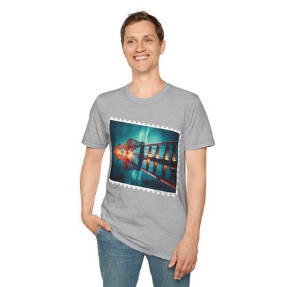 Postcard Forth Rail Bridge Art Softstyle T-Shirt, Unisex Tee, Scotland Shirt, Various Colours