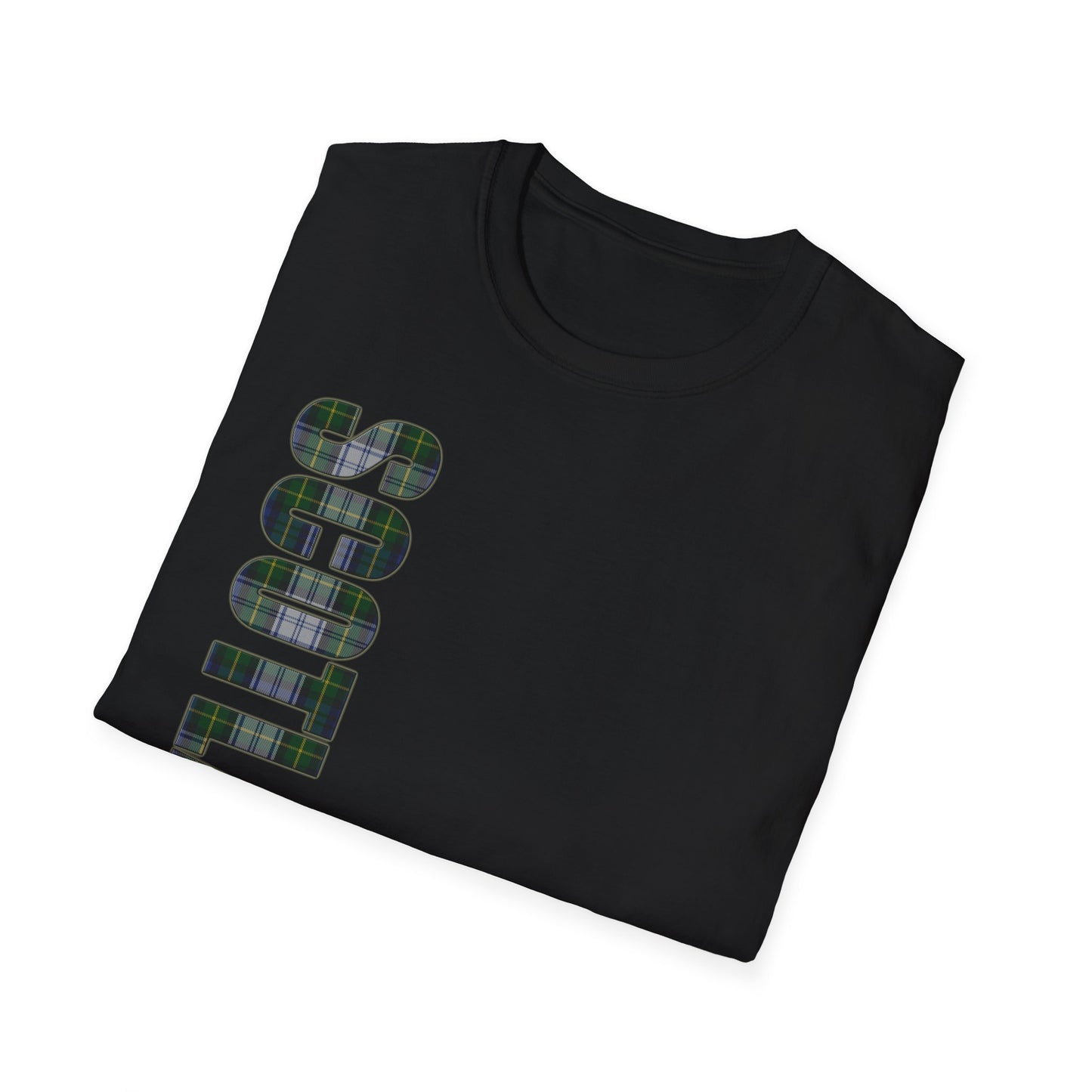 Tartan Scotland Lettering Softstyle Unisex T-Shirt, Gordon Dress Tartan Tee