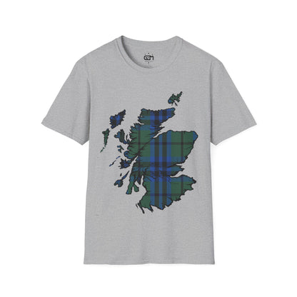 Scotland Tartan Map Softstyle Unisex T-Shirt, Keith Tartan, Various Colours