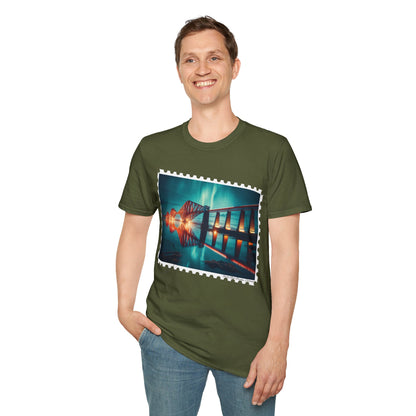 Postcard Forth Rail Bridge Art Softstyle T-Shirt, Unisex Tee, Scotland Shirt, Various Colours