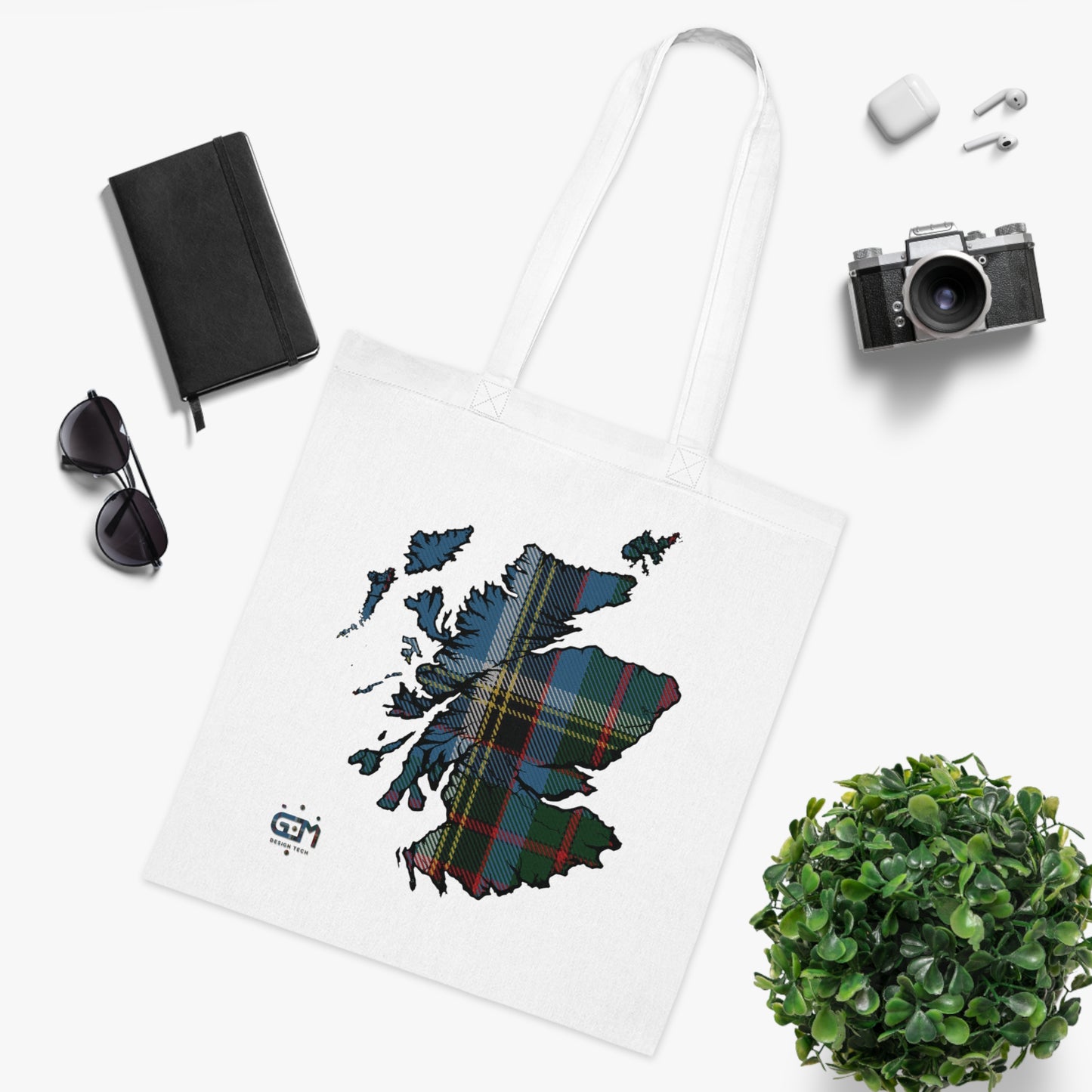 Reversible Scotland Tartan Map Cotton Tote Bag - Anderson Old Tartan