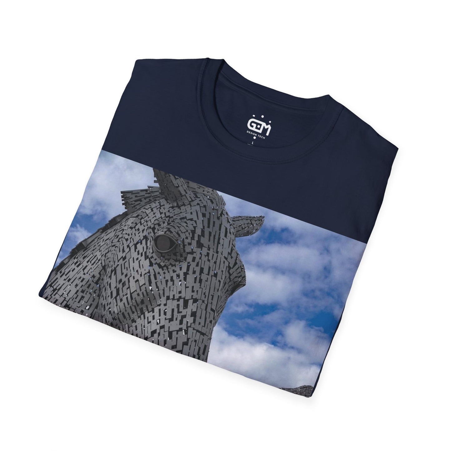 Kelpies Photo Softstyle T-Shirt, Unisex Tee, Scotland Shirt, Scottish Landmark, Nature, Scenery, Various Colours