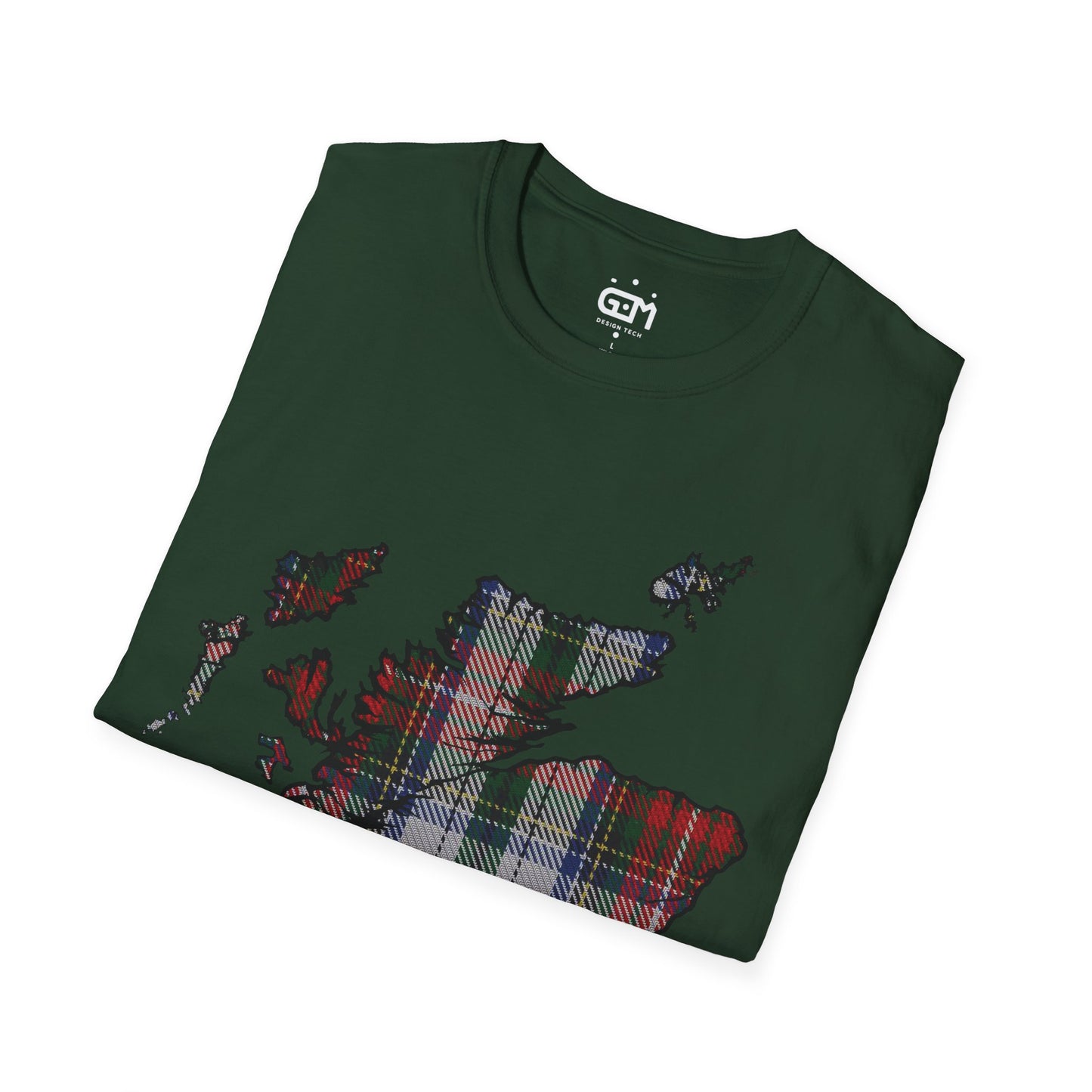 Scotland Tartan Map Softstyle Unisex T-Shirt, Stewart Tartan, Various Colours